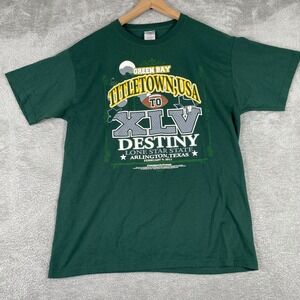 Green Bay Packers Shirt‎ Mens Large Titletown USA XLV NFL Football Retro Graphic